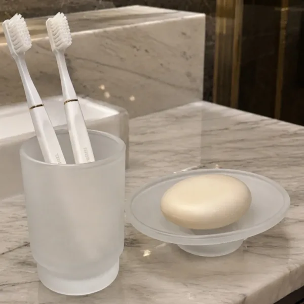 Kumlama Cam 2'li Banyo Seti Diş Fırçalık & Sabunluk
