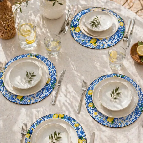 Motifli ve Limon Desenli 4lü Supla Set 30 cm MDF UV Baskı