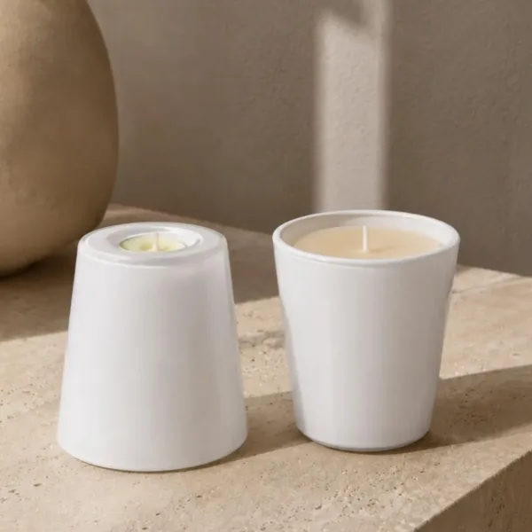 2’li Beyaz Cam Çift Kullanımlı Mumluk Tealight ve Bardak Mum Dekoratif Seti