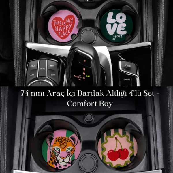 74 mm Araç İçi Bardak Altlığı 4’lü Set – Comfort Boy