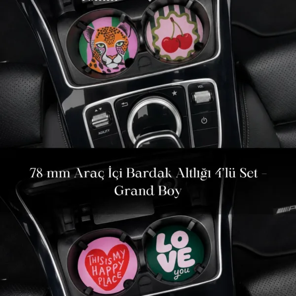 78 mm Araç İçi Bardak Altlığı 4’lü Set – Grand Boy